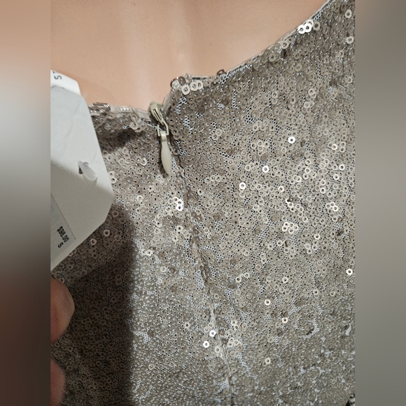 ALTAR’D STATE Champagne Sequin Strapless Maxi Dress Slit NWT Size S - Picture 14 of 16
